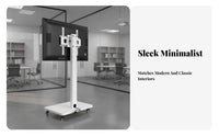 Floor TV Stand with Wheels 90° Screen Rotation Mobile TV Stand on Wheels 360-Degree Rotation Casters AV Accessory for Businesses, Teachers, Office