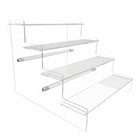 Tiered Design 3-Tier Acrylic Display Stand Multifunctional 3 Tier Acrylic Display Riser Space Saving for Collectors, Desk Organization