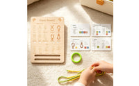 Knot Practice Board with Cords Wooden Knot Tying Practice Kit for Kids, Classroom, Travel
