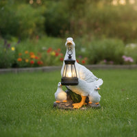 Solar Lamp with Bird Base Outdoor Garden Statue with Solar Light Figurine Sculpted for Gardeners, Patio, Pathway