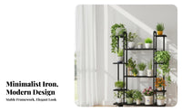 With Wheels Multi-Tier Rolling Plant Shelf Decorative Design Multi-Tier Rolling Display Rack Long-Lasting and Stable Flower Pot Holder Easy Assembly for Gardeners, Apartment Dwellers, Homeowners, Balcony, Indoor, Living Room, Home Office