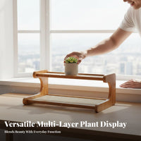 Desktop Plant Stand Sturdy Wood Stepped Plant Rack Wooden Desktop Shelf Stable Multi-Tier Plant Stand Easy to Assemble