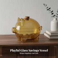 Glass Pig Storage Bottle Cute and Adorable Glass Pig Cash Box Transparent Coin Bank Easy to Clean Piggy Candy Jar Versatile Use