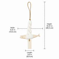 Handmade Wood Animal Hanging Ornament, 13.5/20cm Nautical Decoration, Coastal Home Decor for Beach Living Room, Ocean Indoors Decor