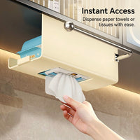 Pantry Space Saving Carbon Steel Under Cabinet Dispensing Paper Towel Holder, Multi-Functional Storage for Kitchen and Home Cooks