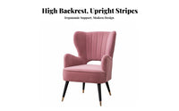 Modern Minimalist Design Upholstered High-Back Armchair High Backrest Support Indoor Furniture Sumptuous Upholstery Accent Chair Thickly Padded Cushion for Salon Owners, Interior Decorators, Bedroom, Reception Area, Dressing Room, Office