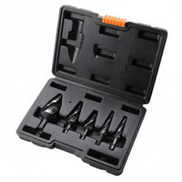 5 Pieces HSS Step Boring Tool Set Rust Resistant Spiral Flute Step Drill Tool Storage Container Tools Part for Hobbyists, Professionals