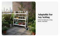 Stepped Design Tiered Flower Ladder Floor-Standing Multi-Tier Ladder Stand Freestanding Plant Holder Space-Saving for Gardeners, Decor aficionados, Homeowners, Balcony, Living Room, Garden, Bedroom