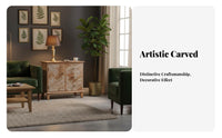 Distressed 2-Drawer Chest Vintage Design Nightstand Rustic Appeal Decorative Turned Legs for Interior Decorators, Bedroom