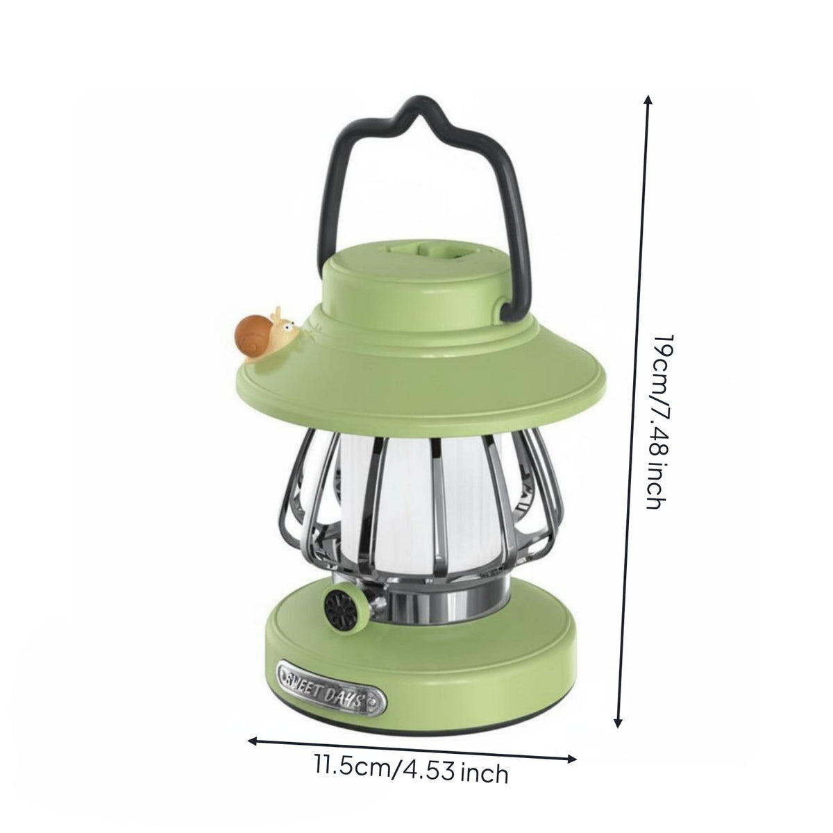 Stepless Dimming Retro Camping Lantern 3 Color Temperatures Rechargeable Tent Light Brightness Memory Handheld LED Lantern Adorable Snail Decor for Emergency