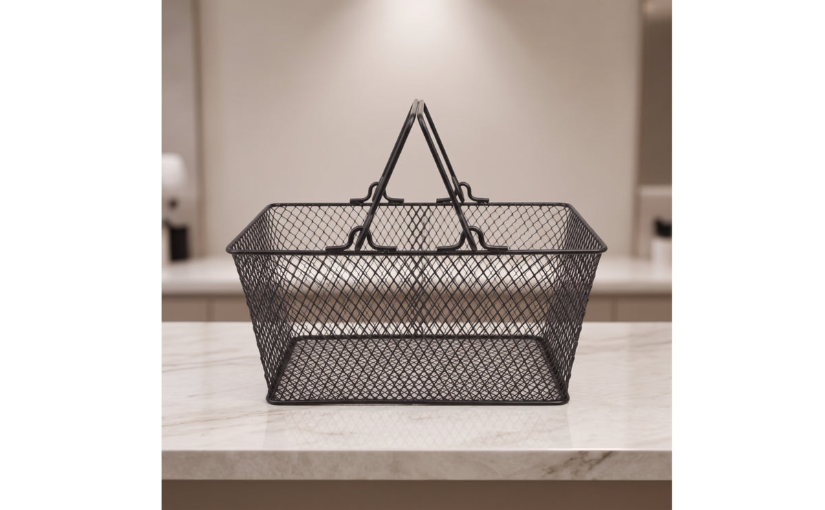 Metal Wire Shopping Basket Compact Wire Shopping Basket Heavy-Duty for Countertop Organization