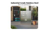 Stainless Steel Storage Cabinet Lockable Metal Cupboard with Adjustable Shelves Rust Resistant Construction Secure Locking Floor Unit Suitable for Homeowners Workshop Owners Outdoor Home Warehouse