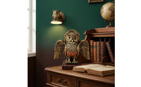 Owl Wall Lamp Vintage Owl Lamp with Book Base Gothic Stylish for Reading Corner, Bedroom