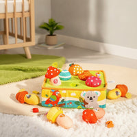 Textile Activity Box Educational Shape Sorter Soft Toy with Mushrooms for Nursery