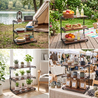 3 layer Camping Shelf Lightweight Desk Organizer Storage Rack Quick Setup Furniture for , Patio