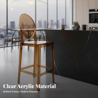 Transparent Seat Clear Acrylic High Stool Nordic design Clear Stool with Backrest Light Luxury Counter Chair Modern Design for Cafe Owners, Homeowners, Interior Designers, Restaurant, Lounge, Kitchen Island, Events