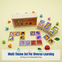 Wooden Tile Matching Game, Animal Fruit Traffic Number Theme, Early Education, Preschool Cognitive Toy for Kids