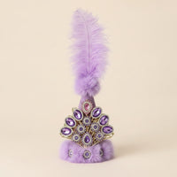 Ornate Pointed Hat with Feather Handmade Folk Costume Hat Rhinestone Jeweled Costume Headpiece Faux-Faux-Hair for Performers, Cosplayers, Stage Performances, Photoshoots