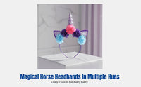 Children's Magical Horse Headband, Handmade Silk, Floral Design, Festive Gathering, Stage Performance, Multicolor, Photo Prop