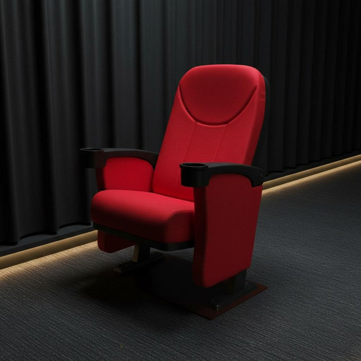 Multimedia Conference Seat Built-in Cup Holder Lecture Chair with Writing Metal Frame Folding Theater Seat with Cupholder