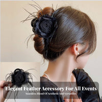 Feather Grip Fastener Updo Styling Large Hair Grip Feathery Jaw Fastener Elegant Design Feathery Hair Jaw Versatile