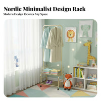 Floor-Standing kids' Dress-up Station Multi-Functional House-Frame Clothes Cute Design Clothing Rack Kid-Sized for Toddlers, Parents, Bedroom, Playroom, Nursery, Entrymanner