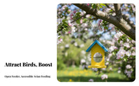 Wooden Bird Feeder Wood Construction Hanging Bird Feeder Easy to Fill Garden Accessory for Nature Lovers, Balcony, Yard, Patio