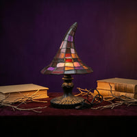 Halloween Stained Glass Witch Hat Lamp Witchy Witch Hat Lamp Witchcore Compact for Bedside Table, Reading Corner
