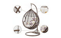 Hanging Basket Chair Freestanding Swing Chair with Stand Woven Furniture for Adults, Readers, Balcony, Living Room, Bedroom