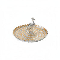 Gilded Peacock Serving Tray Golden Decoration Peacock Fruit Bowl Luxury Look Decorative Snack Tray for Living Room