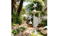 hummingbirds Stake with Bells Outdoor Metal Garden Stake with Bells Antique-Style hummingbirds Garden Decor for Homeowners, Flower Beds, Cottage Gardens