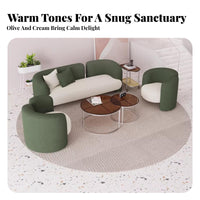 Soft Texture Curved Boucle Settee space-saving Size Modern Curved Sofa luxurious Comfort Loveseat Minimalist aesthetic for Small Space Owners, Apartment Dwellers, Reception Area, salon, Living Room, Office