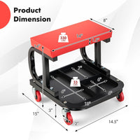 Mobile Repair Stool with Casters for Auto Workshop