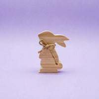 Wooden Bunny Figurine Creative Craft Wooden Rabbit Table Ornament for Bookshelf