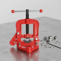V-Shaped Jaw Heavy Duty Pipe Vise Reinforced Base Bench Pipe Vise High Carbon Steel Hand Tool for Professionals, Workshop, Repair Shop