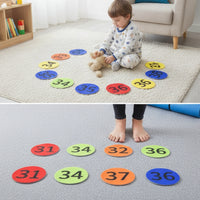 36 Pieces Numbered Carpet Marker Sticker with Numbers Easy to Remove Carpet Marker with Drawstring Bag Round Sitting Dot 100 Mm for Classroom