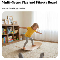 Multi-Purpose Wooden Balance Board Builds Core Strength Kids Wobble Board Long-Lasting Natural Wood Children's Toy Heavy Duty for Toddlers, Indoor, Playroom
