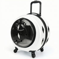 Transparent Wheeled Pet Carrier Ventilated Pet Carrier with Wheels Portable Long-Lasting for Cats, Veterinarian Visits