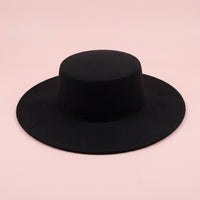 Women's Wide Brim Fedora Hat with Flat Crown for Vintage Elegance, Wool Blend Felt for Autumn Winter Cold Weather