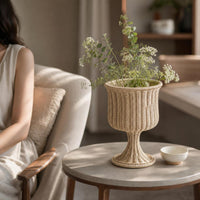Wicker Vase Woven Goblet Vase Handcrafted Flower Holder for Uncluttered Aesthetic Fans, Home Decor, Entryway