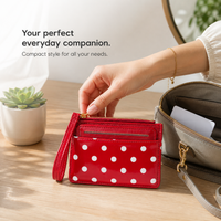 Polka Dot Mini Wallet with Multiple Card Slots and Coin Pouch
