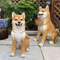 宠物狗柴犬模型秋田犬摆件庭院花园客厅家居装饰动物雕塑造型手工