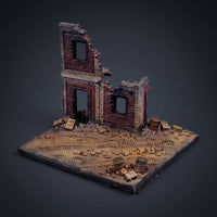 Building Ruin Cityscape Resin Base with Rubble Scenery Miniature for Modelers Dioramas, Wargaming