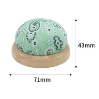 Handmade Wood Base Pin Cushion Paisley Pattern Pin Cushion for Crafters