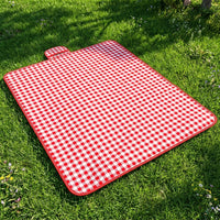 Picnic Blanket and Waterproof Camping Mat for Hiking Family, Extra Large Gingham Oxford Cloth Beach Blanket, Rolled with Handle, Garden Mats