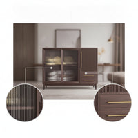 Sideboard Cabinet Modern Wooden Sideboard Minimalist Cabinet with Glass Doors for Dining Room, Kitchen