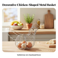Hollow-out Design Chicken Egg Basket Decorative Metal Wire Egg Holder Sturdy Construction for Pantry, Dining Table