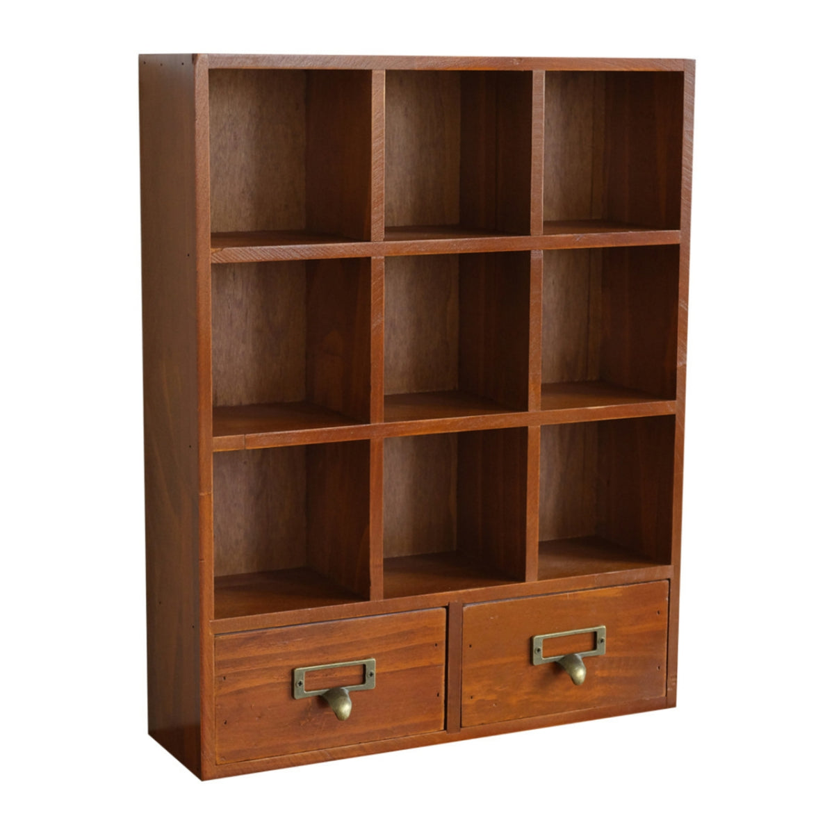 Wooden Desktop Organizer with Drawers Warm Brown Desktop Organizer with Drawers Retro for Vanity