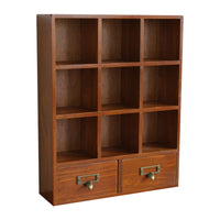Wooden Desktop Organizer with Drawers Warm Brown Desktop Organizer with Drawers Retro for Vanity