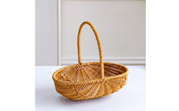 Imitation Rattan Pumpkin Basket Woven Basket with Handle Decorative Farmhouse for Gift Presentation